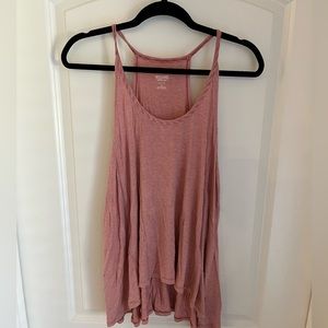 Red striped high neck flowy tank